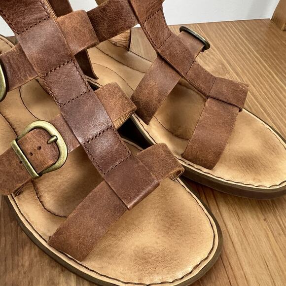 Born Haidee 10M Comfort Leather Gladiator Boho Dad Sandals Camel‎ Brown - Picture 3 of 7